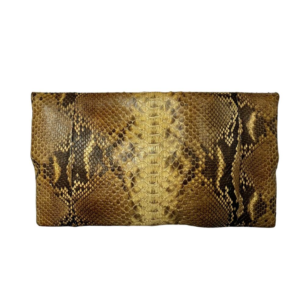 Genuine Python Snake Foldover Squeeze-Frame Clutc… - image 2
